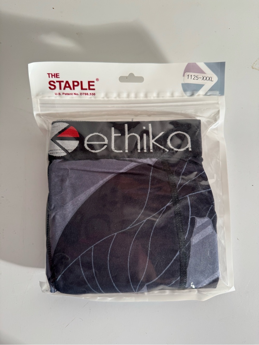 ethika Men's Boxer Briefs Black & Gray Wave Print